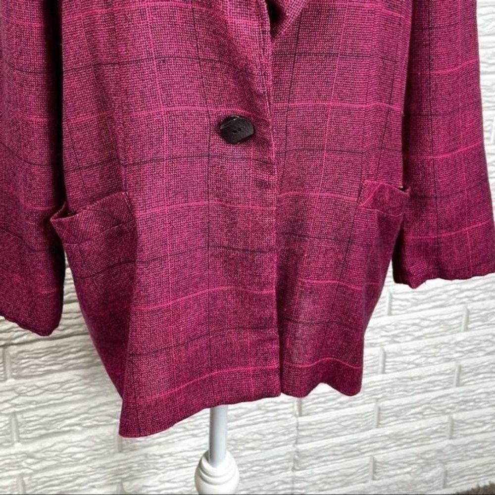 Vintage Chad Stevens Pink Black Plaid Blazer Jacket Size 1X - Picture 3 of 7